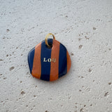 Naam tag - Gestreept Navy/Roest