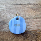 Naam tag - Gestreept Lichtblauw/Glitterblauw