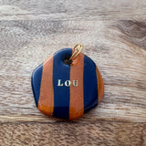 Naam tag - Gestreept Navy/Roest